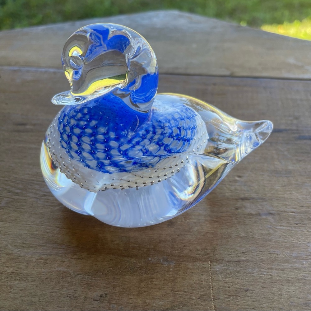 Vintage Duck Bullicante Glass Paperweight 4 1/4” Long Beautiful Mint Condition!